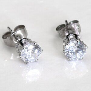 Classic CZ Stud Earrings – 6mm Crystal | Costume Jewelry